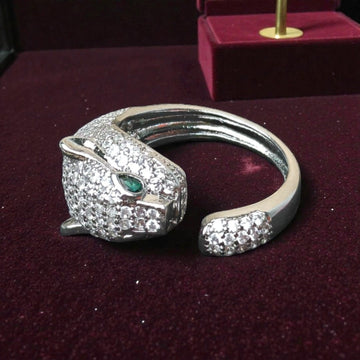 The Empress Panther  Silver Adjustable Ring