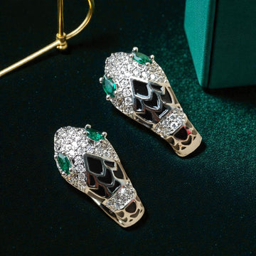 Emerald-Eyed Serpent Hoops (Inspired by Bvlgari Designs)