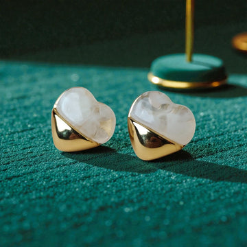 Timeless Clear Quartz Gold Heart Earrings
