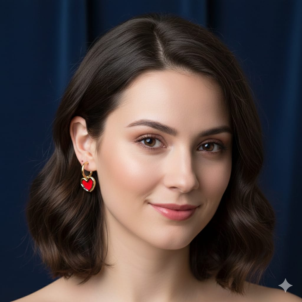 Ruby Heart Gold hoops