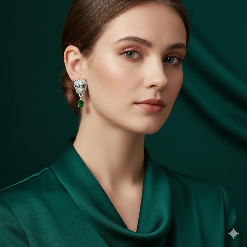Emerald Panthera Drops (Inspired by Bvlgari Designs)